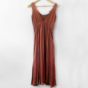 Zara Satin Midi Slip Dress in Dusty Rose/Copper
